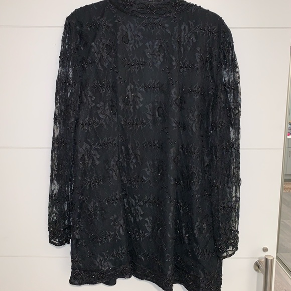 VINTAGE sequin lace blazer black size XL - Picture 8 of 12